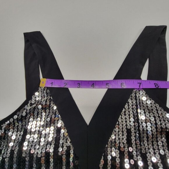 Sequin Sparkly Black and Silver Halter Strap Sexy Dress- Size L - Picture 9 of 15
